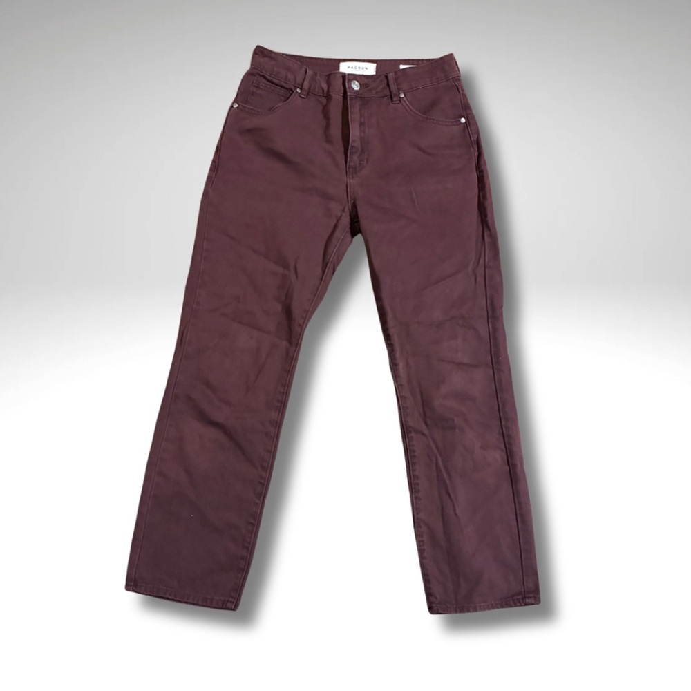 PacSun Deep Burgundy Plum Straight Leg Mom Jeans Sz 24